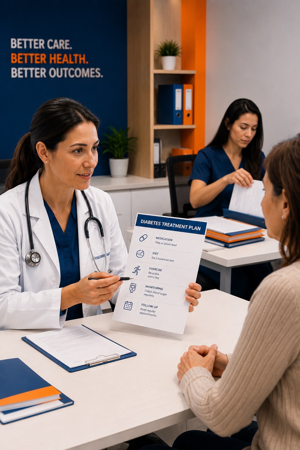 Medical consultation scene representing endocrinology coding services and reimbursement optimization