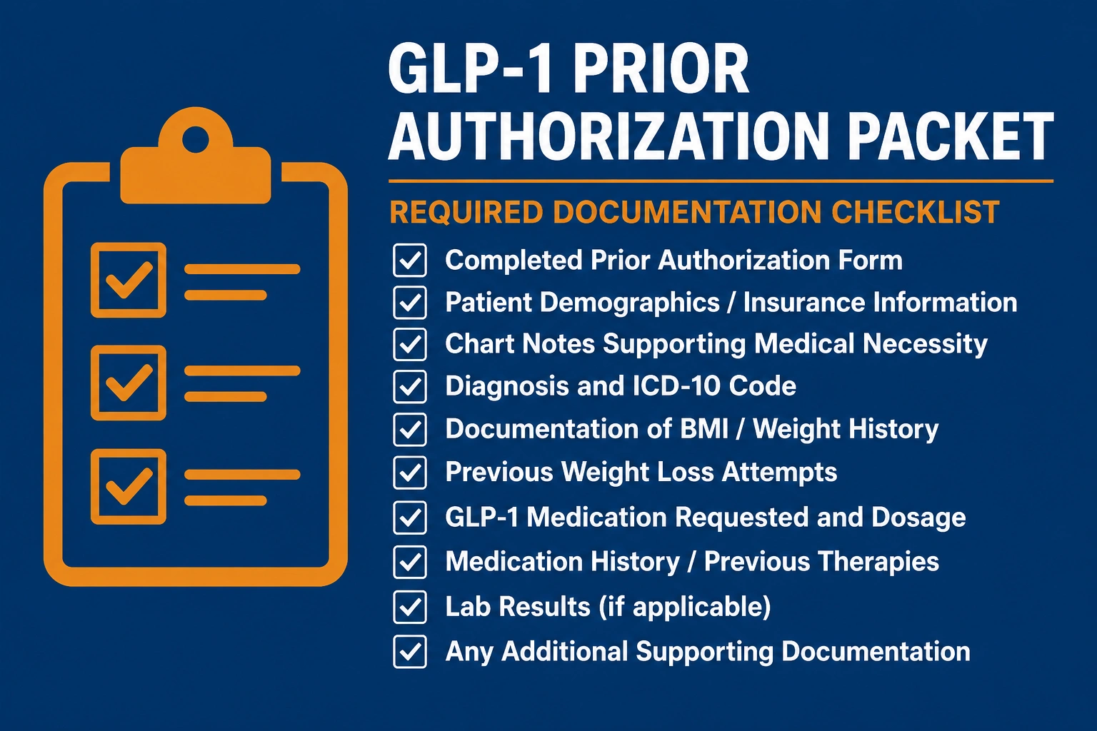 medical necessity documentation for GLP-1 prior authorization checklist 2026