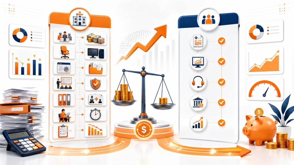 in-house vs outsourced medical billing cost comparison chart 2026.