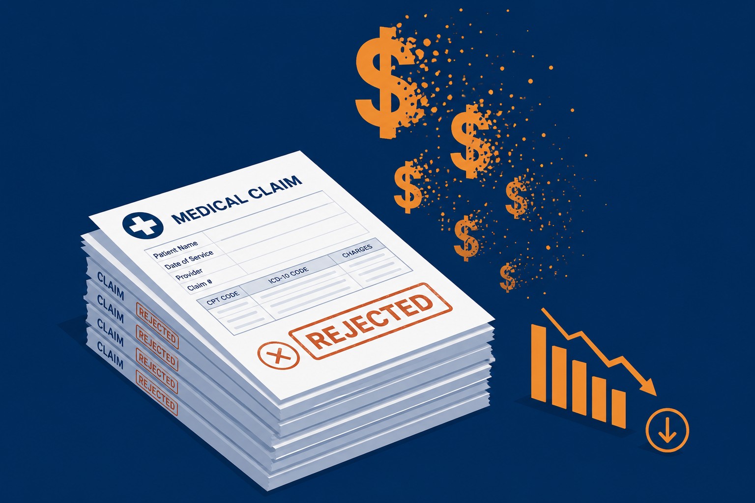 Urgent care revenue loss from claim denials, CPT coding errors, and ICD-10 mistakes affecting reimbursement