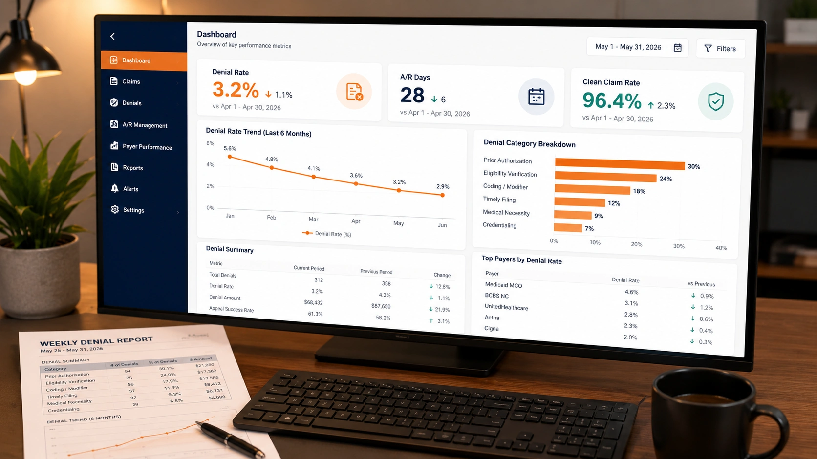 medical billing denial tracking dashboard North Carolina